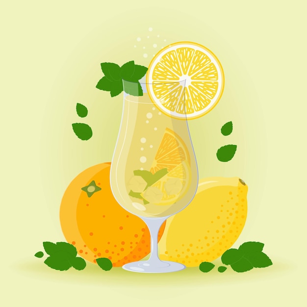 Limonada z cytrusami z bazylią i lodem