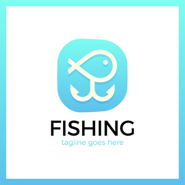 Line Simple Fishing Two Anchor Logotype