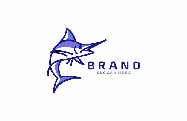 Linear Blue Marlin Fish Logo