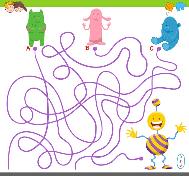Lines Maze Puzzle Game z Funny Aliens