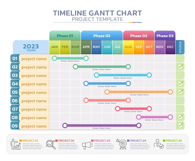 Plik wektorowy linia czasowa wykres gantt szablon infograficzny tło