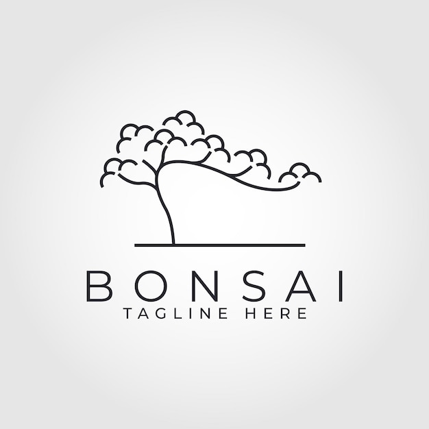 Linia Drzewa Bonsai Nowoczesne Logo Bonsai Las Ogród Logo Szablon Wektor Ilustracja Projekt