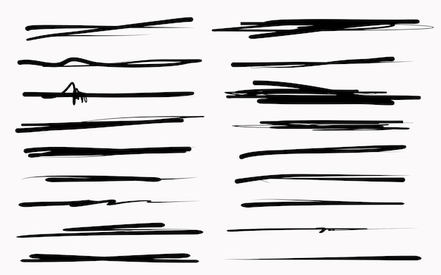Plik wektorowy linia ręczna bazgrołów, kolekcja znaczników podkreślenia. ilustracja wektorowa linii bazgrołów na białym tle