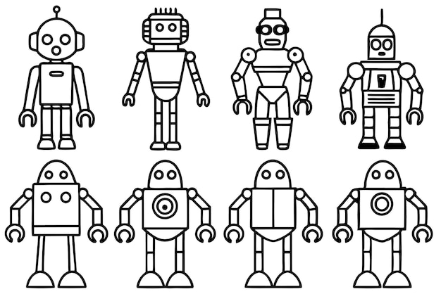 linia robotów z jednym, który mówi robot