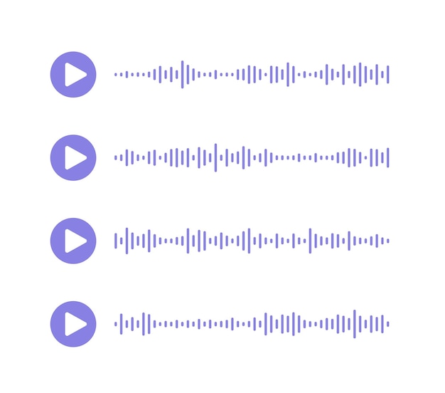 Linie Fal Dźwiękowych Podcastu Wiadomości Głosowe W Mediach Społecznościowych Z Falami Dźwiękowymi I Ikoną Odtwarzania Wykres Nagrywania Dźwięku
