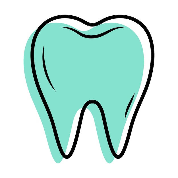 Liniowa Ikona Doodle Zębów Z Niebieskim Kształtem Opieka Dentystyczna Symbol Leczenia Dentystycznego Ortodoncja Korekcyjna
