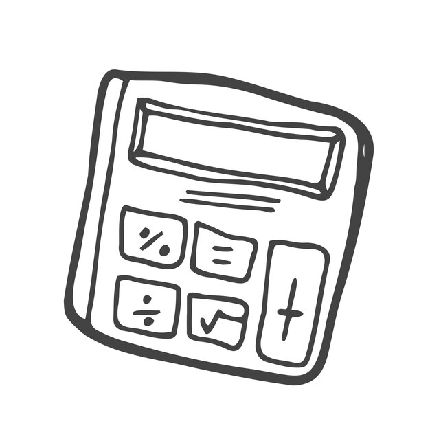 Plik wektorowy liniowa ikona wektora kalkulatora szkolnego w stylu szkicu