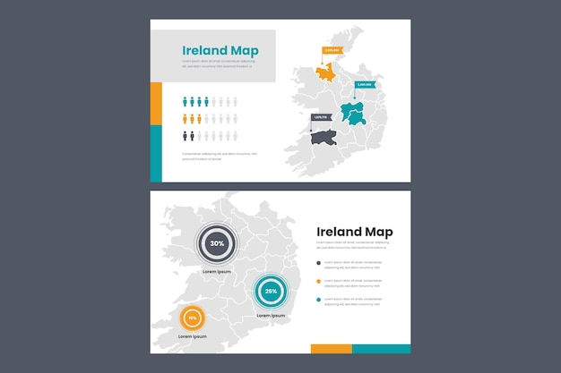 Plik wektorowy liniowa mapa infograficzna irlandii