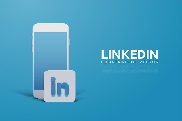 Plik wektorowy linkedin 3d ze smartfonem i logo