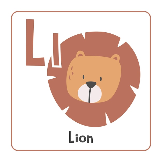 Plik wektorowy lion clipart lion ilustracja wektorowa kreskówka w stylu płaskim zwierzęta zaczynające się od litery l