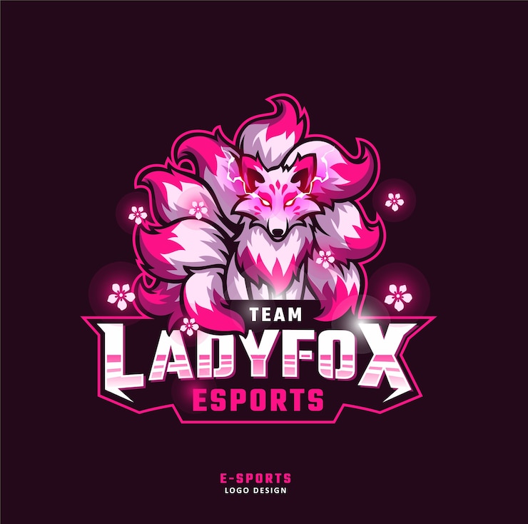 Wektor lis z logo esport maskotki z dziewięcioma ogonami