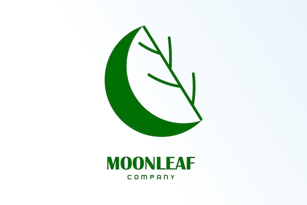 Plik wektorowy liść negatywna przestrzeń minimalistyczny elegancki nowoczesny wektor logo księżyca
