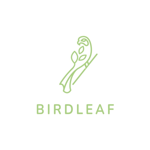 Liść ptaka eko zielone logo monoline