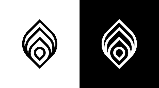 Liście I Logo Lokalizacji Monogram Czarno-biały Ikona Ilustracja Styl Wzory Szablonów