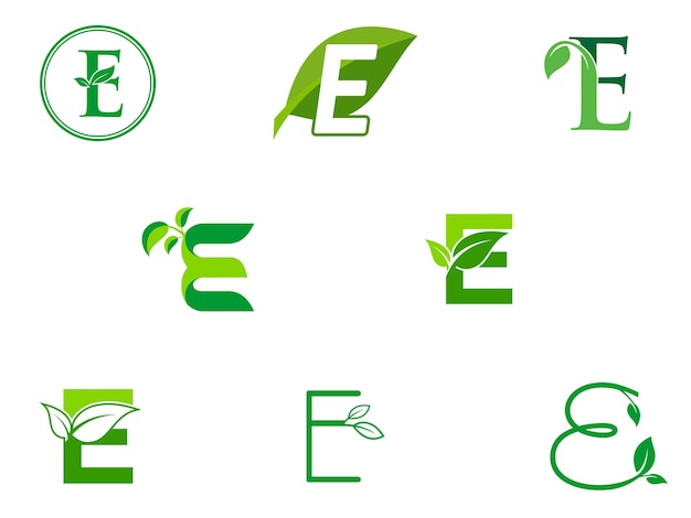 Liście Inicjałów E Zestaw Logo