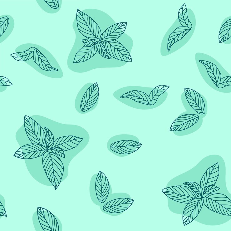 Wektor liście mięty ręcznie rysowane wzór mięty pieprzowej pikantne zioła kuchnia tekstura doodle składnik do gotowania na projekt pakiet herbata tapeta kosmetyki tekstylne naturalne narządy