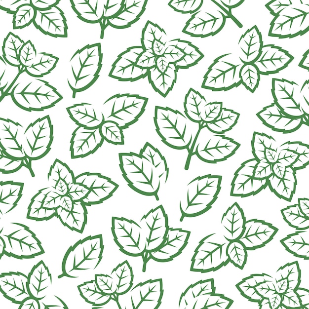 Plik wektorowy liście mięty wzór tła kolekcja ikony liści mięty vector