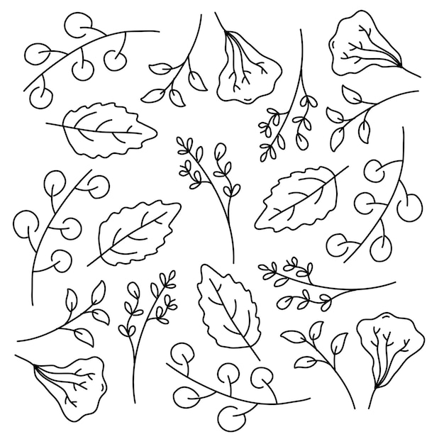 Liście roślin z doodle stylu wektor wzór