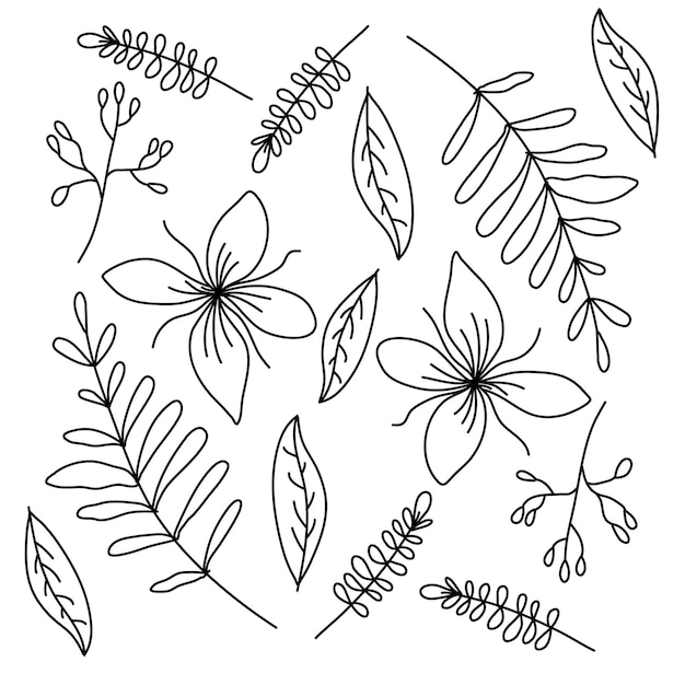 Liście roślin z doodle stylu wektor wzór