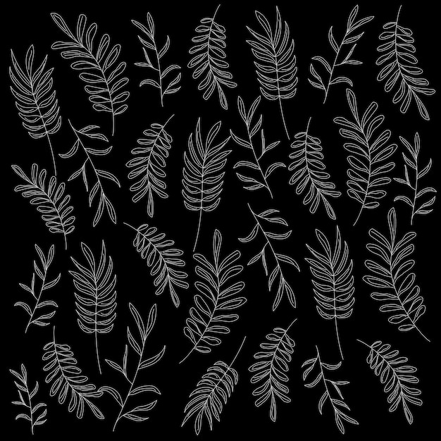 Plik wektorowy liście wzór czarno-biały jesienne liście tło czarne liście ilustracja eps 10