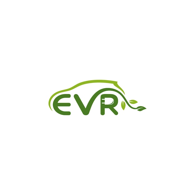 Plik wektorowy list evr samochód elektryczny logo znak przycisk ekologiczny transport ładowanie energii elektrycznej samochodu