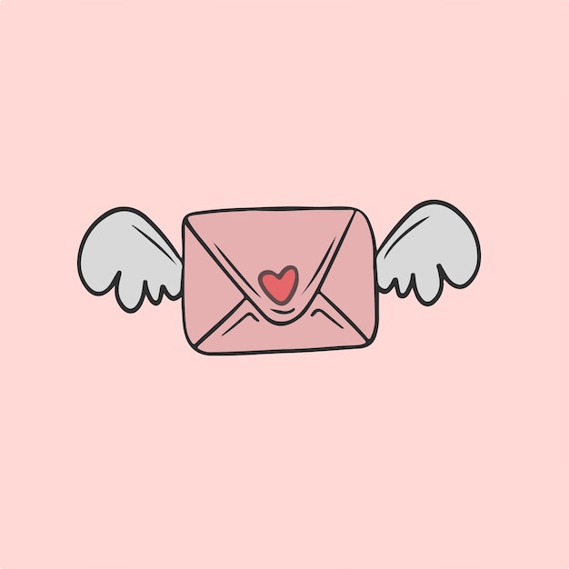 List Miłosny Ze Skrzydłami Symbol Valentine Ilustracji Wektorowych