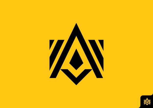 List Projekt Logo Z Pojęciem Abstrakcyjnej Geometrii, Kolor Czarny, Musztardowe żółte Tło.