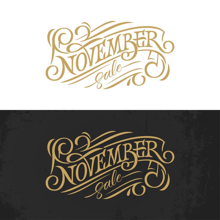 Wektor listopada vintage ilustracja typografii