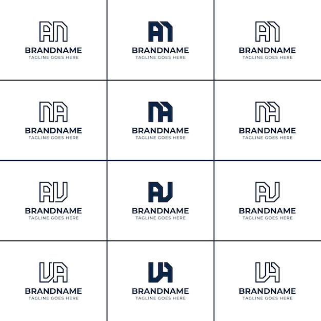 Listy AN NA UA Monogram Zestaw logo odpowiedni dla każdej firmy