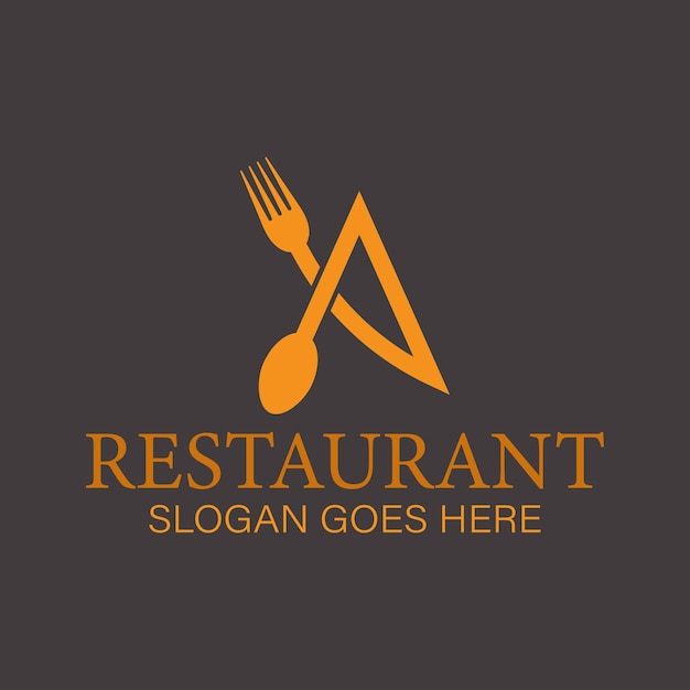 Plik wektorowy litera a logo restauracji z widelcem łyżka