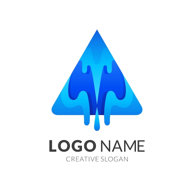 Plik wektorowy litera a logo wody, litera a i woda, kombinacja logo w kolorze niebieskim