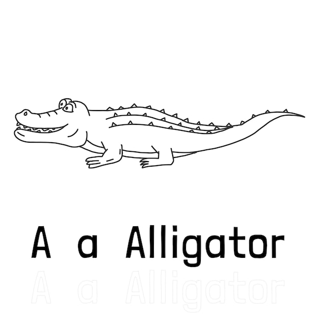 Litera Alfabetu A Dla Aligatora Kolorowanki Kolorowanki Zwierząt Ilustracji