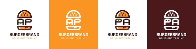 Plik wektorowy litera ap i pa burger logo odpowiednie dla każdej firmy związanej z burgerem z inicjałami ap lub pa