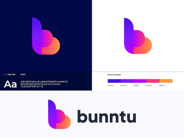 Plik wektorowy litera b gradient logo projekt b logo litery dla tożsamości marki