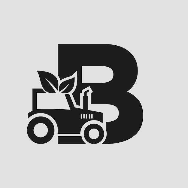 Litera B Rolnictwo Koncepcja Logo Z Ciągnika Ikona Wektor Szablon Eco Farm Symbol