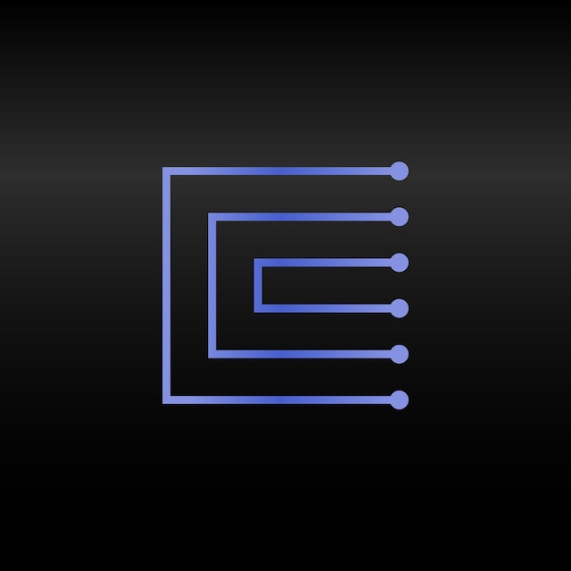 Litera CVector technologia czcionka Element alfabetu cyfrowego Izolowane logo Microchip znak obwodów elektronicznych