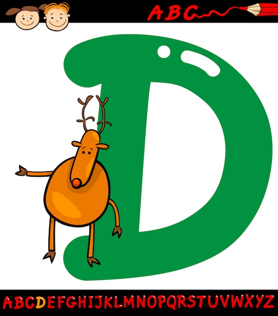 Plik wektorowy litera d dla ilustracja kreskówka jelenia