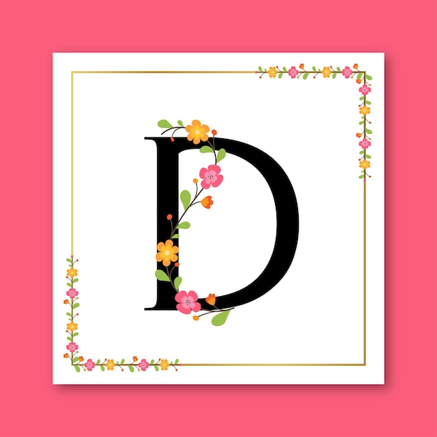 Plik wektorowy litera d kwiatowe ozdobne kobiece logo