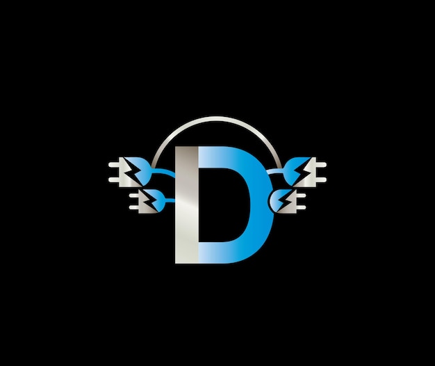 Litera D Logo Elektryczne Moc Elektronika Energia Błyskawica Projekt