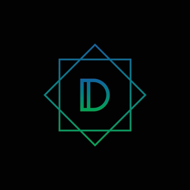 Litera D Logo Letter Design Vector Na Czarnym Tle