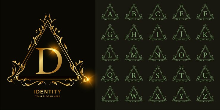 Wektor litera d lub kolekcja początkowy alfabet z luksusowym ornamentem kwiatowy rama złoty szablon logo.