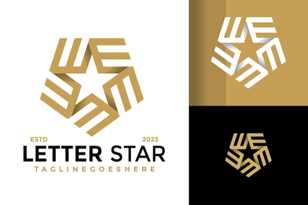 Plik wektorowy litera e gwiazda złote logo projekt wektor symbol ikona ilustracja