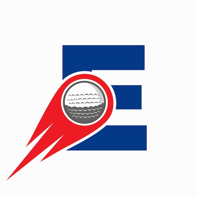 Litera E Koncepcja Logo Golf Z Przenoszenie Piłki Golfowej Ikona Hokej Sport Logotyp Symbol Wektor Szablon