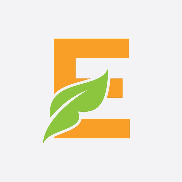 Litera E Liść Logo Eco Farm Logotyp Wektor Szablon Organiczny Symbol