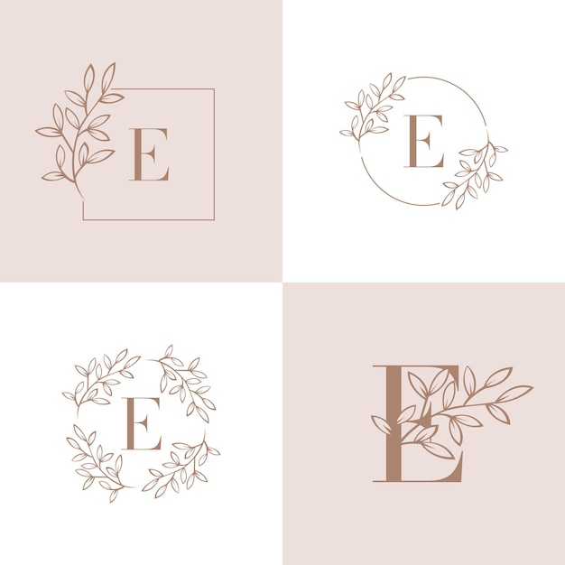 Litera e logo z elementem liści orchidei