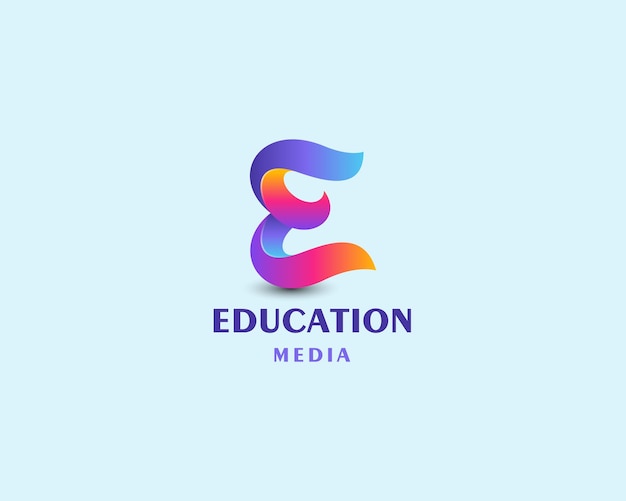Litera e z kolorowym logo gradientowym