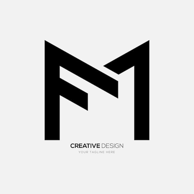 Litera Fm Początkowe Kreatywne Kształty Alfabet Nowoczesny Monogram Abstrakcyjne Logo