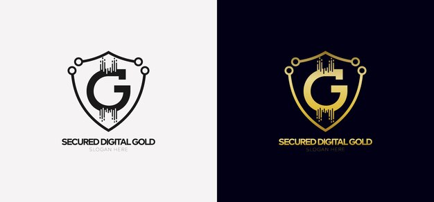Litera G Złote Logo Połącz Technologię I Koncepcję Danych Cyfrowej Waluty Złotej Dla Twojej Firmy