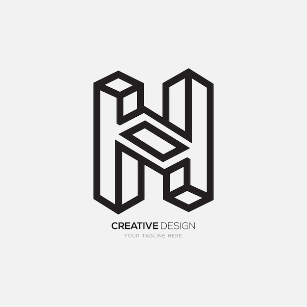Litera H Z Kreatywną Grafiką Liniową W Stylu 3d, Nowoczesnym, Unikalnym Logo Typografii Monogramowej