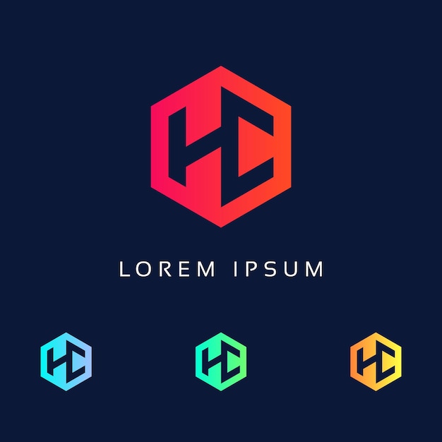 Litera HC Logo Design HC Unikalny styl minimalistyczny kolorowa ikona Tekst HC elementy szablonu